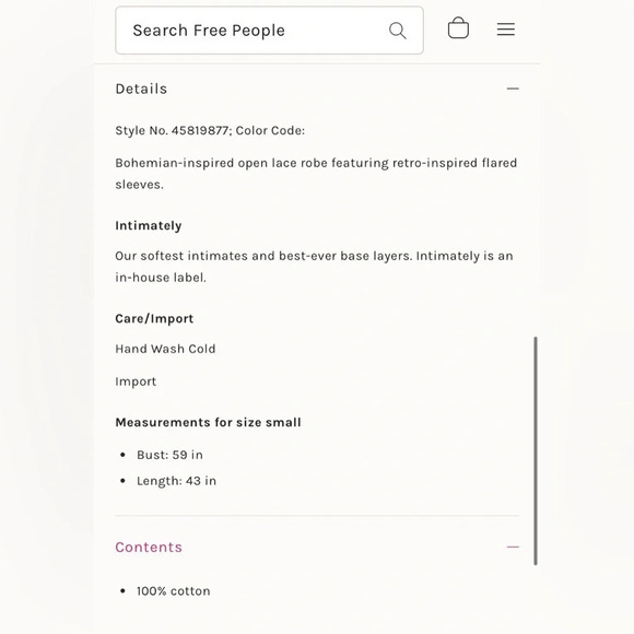 INTIMATELY by FREE PEOPLE NWOT Move Over Lace Robe in Ivory - Picture 10 of 10